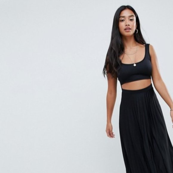 ASOS Petite Crop Pleated Cut Out Dress - Picture 4 of 5